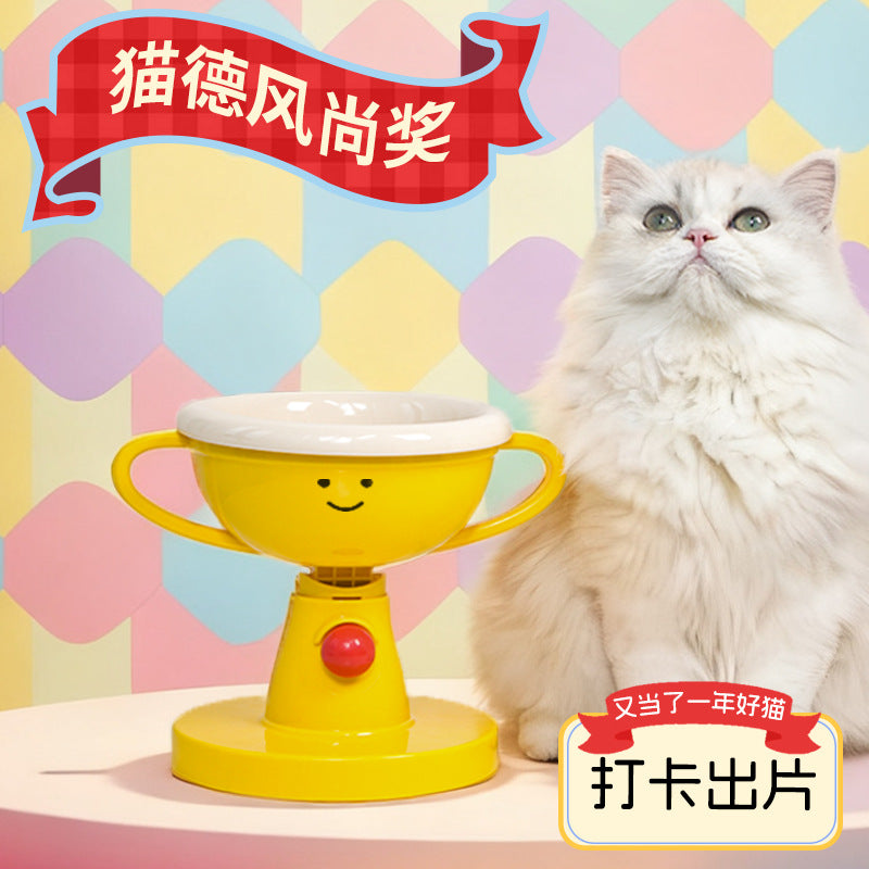 Trophy Bowl Cat Bowl Ceramic Cat Food Feeding Bowl Dog Bowl Adjustable Pet Supplies Hot Selling Pet Bowl Cat Bowl