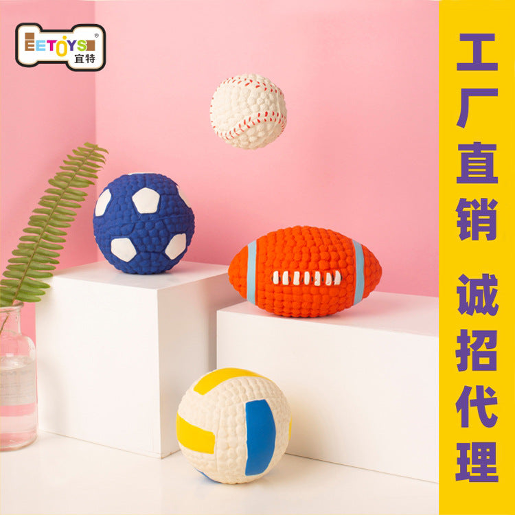 Yite Factory Direct Sales Internet Celebrity Hot Dog Toy Latex Football Tennis Ball Dog Chewing Sound Ball Pet Toy