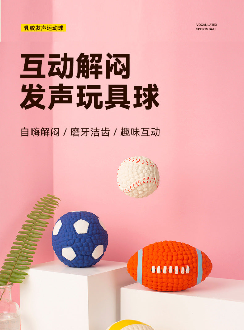 Yite Factory Direct Sales Internet Celebrity Hot Dog Toy Latex Football Tennis Ball Dog Chewing Sound Ball Pet Toy